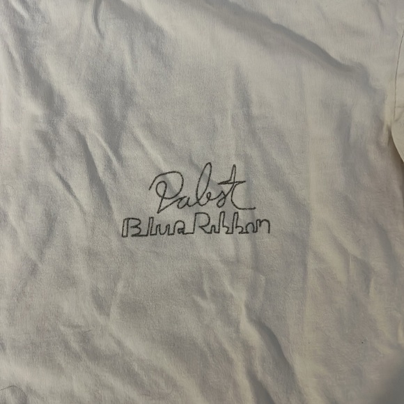 White Graphic T-Shirt with Pabst Blue Ribbon Design - Picture 2 of 5